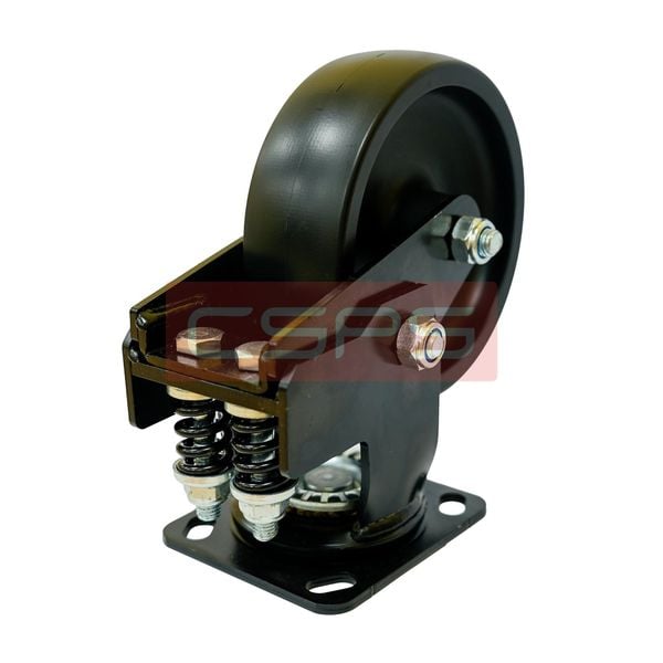 Bánh xe CSPS 350kg, lò xo giảm xóc, đế xoay không khóa màu đen D320102-BX