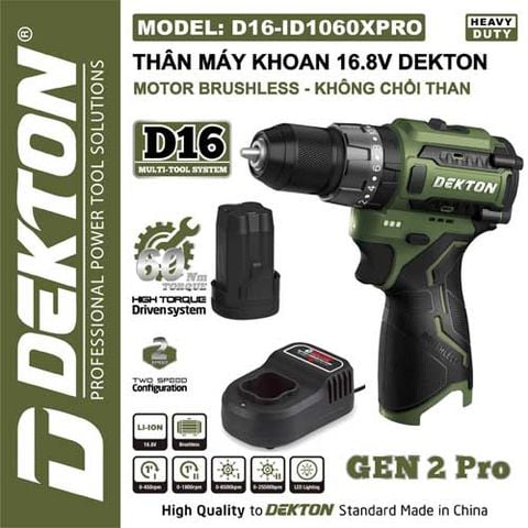 DEKTON Combo máy khoan pin 16.8V (60Nm) D16-ID1060XPRO