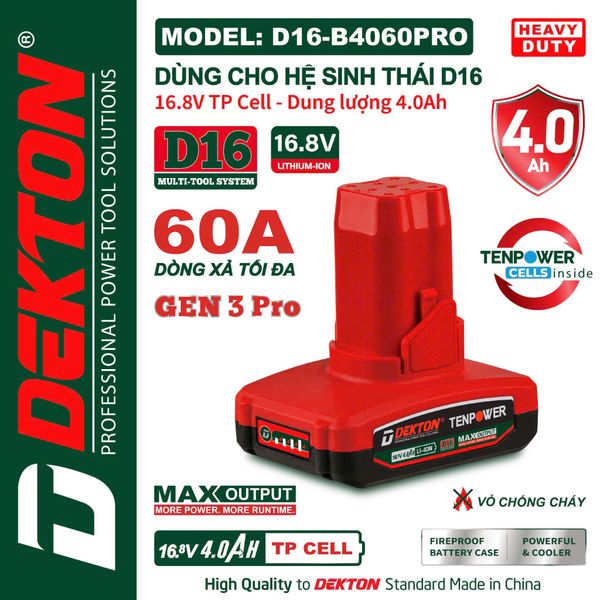 DEKTON Pin 16V 4.0Ah D16-B4060PRO