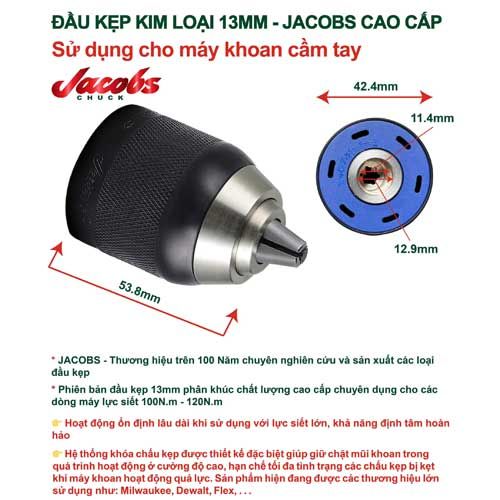 Đầu kẹp mũi khoan Jacobs Autolock 13mm JCM34477 (cốt 1/2 inch)