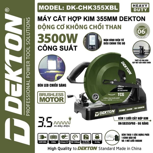 DEKTON Máy cắt lưỡi hợp kim DK- CHK355XBL (355mm, 3500W)