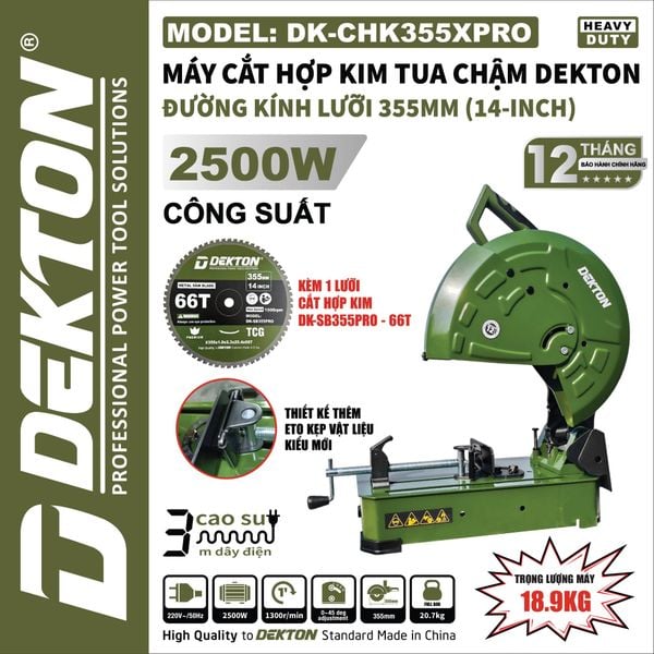 DEKTON Máy cắt lưỡi hợp kim DK-CHK355XPRO (355mm, 2500W)