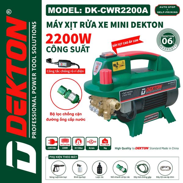 DEKTON máy rửa xe 2200W có chỉnh áp DK-CWR2200A
