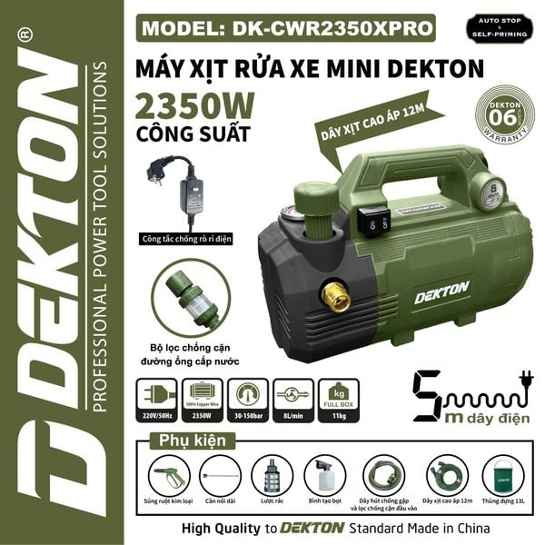 DEKTON máy rửa xe 2350W có chỉnh áp DK-CWR2350XPRO