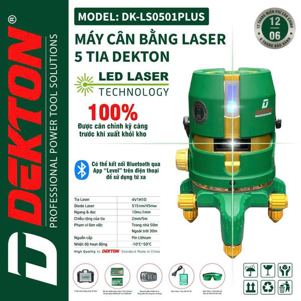 DEKTON Máy cân mực 5 tia laser xanh DK-LS0501PLUS