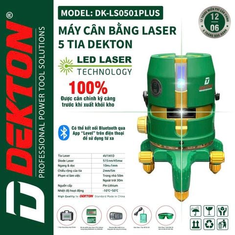 DEKTON Máy cân mực 5 tia laser xanh DK-LS0501PLUS