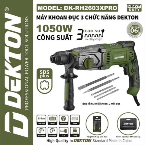 DEKTON Máy khoan bê tông 3 chức năng DK-RH2603XPRO