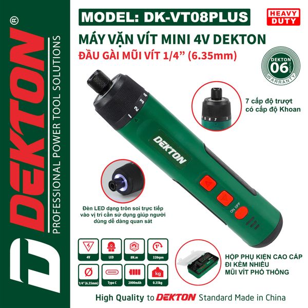DEKTON Máy vặn vít mini pin 4V (8Nm) DK-VT08PLUS