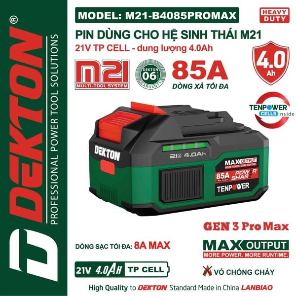 DEKTON Pin 21V 4.0Ah M21-B4085PROMAX