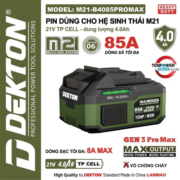 DEKTON Pin 21V 4.0Ah M21-B4085PROMAX