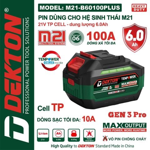 DEKTON Pin 21V 6.0Ah M21-B60100PLUS