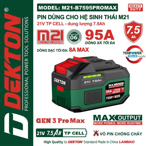 DEKTON Pin 21V 7.5Ah M21-B7595PROMAX