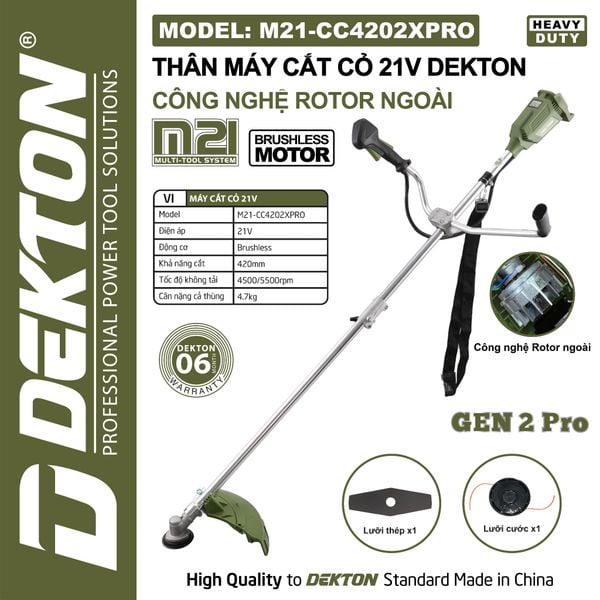 DEKTON Thân máy cắt cỏ pin 21V M21-CC4202XPRO