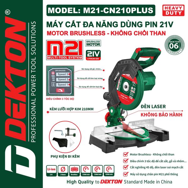 DEKTON Thân máy cắt kim loại pin 21V (210mm) M21-CN210PLUS
