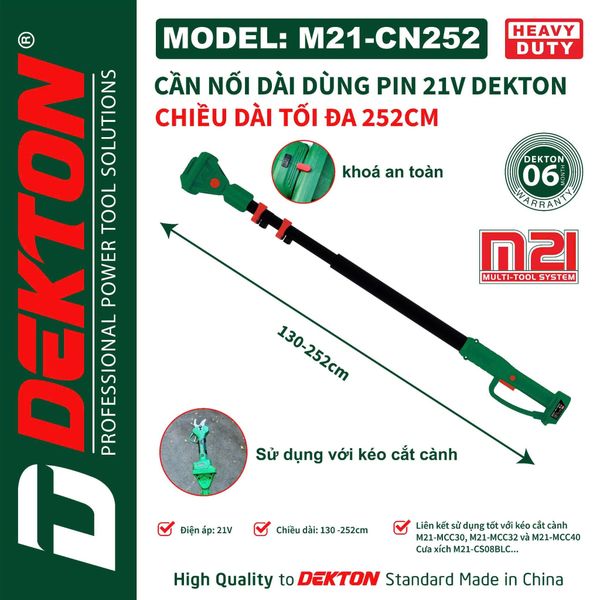 DEKTON Cần nối dài cho máy cắt cành và cưa xích DEKTON M21-CN252
