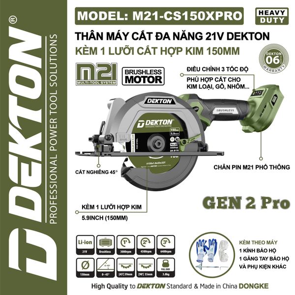 DEKTON Thân máy cắt đa năng pin 21V M21-CS150XPRO