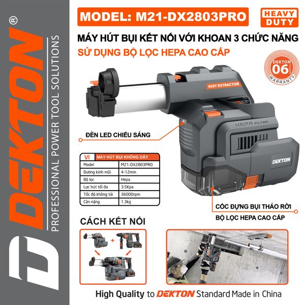 DEKTON M21-DX2803PRO hút bụi tích hợp M21-RH2803PRO & M21-RH2803XPRO