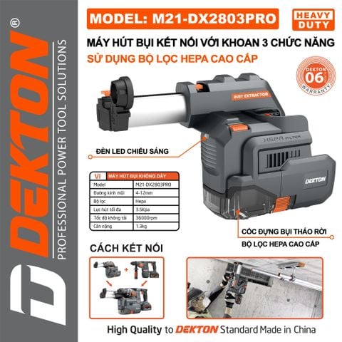 DEKTON M21-DX2803PRO hút bụi tích hợp M21-RH2803PRO & M21-RH2803XPRO