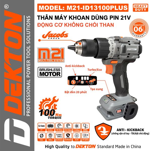 DEKTON Thân máy khoan pin 21V (100Nm) M21-ID13100PLUS