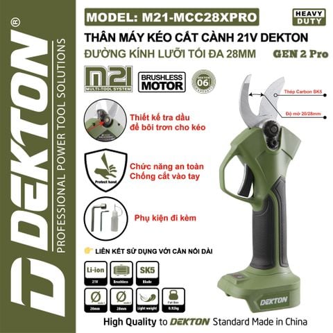 DEKTON Thân máy cắt cành pin 21V M21-MCC28XPRO
