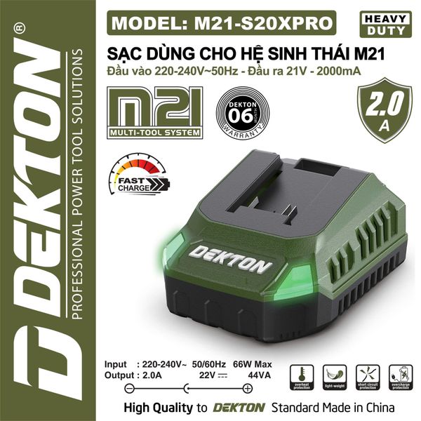DEKTON Sạc pin 21V 2A M21-S20XPRO