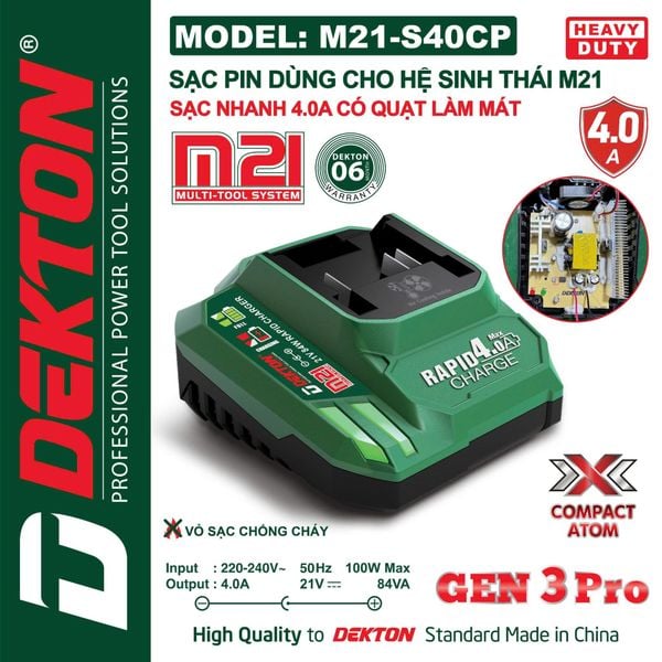 Dekton Sạc pin 21V  4A M21-S40CP