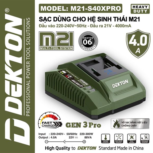 DEKTON Sạc pin 21V  4A M21-S40XPRO