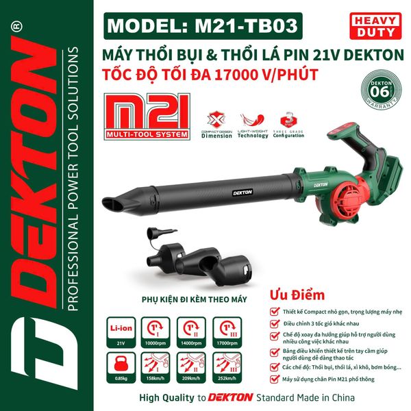 DEKTON Thân máy thổi lá pin 21V M21-TB03