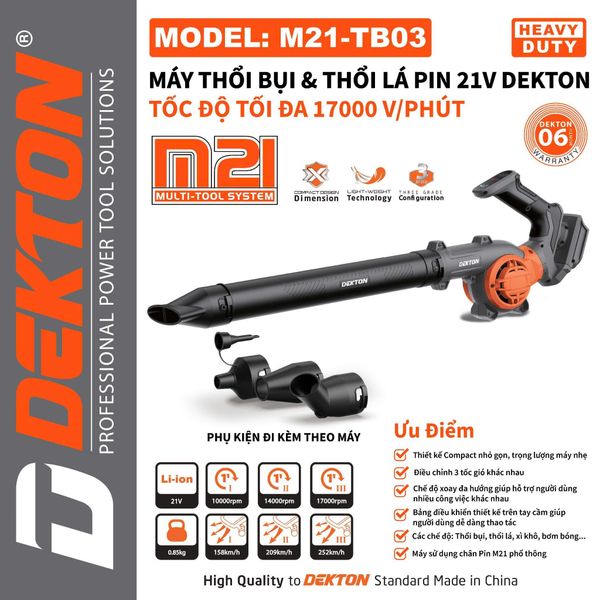 DEKTON Thân máy thổi lá pin 21V M21-TB03