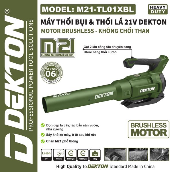 DEKTON Thân máy thổi lá pin 21V M21-TL01XBL