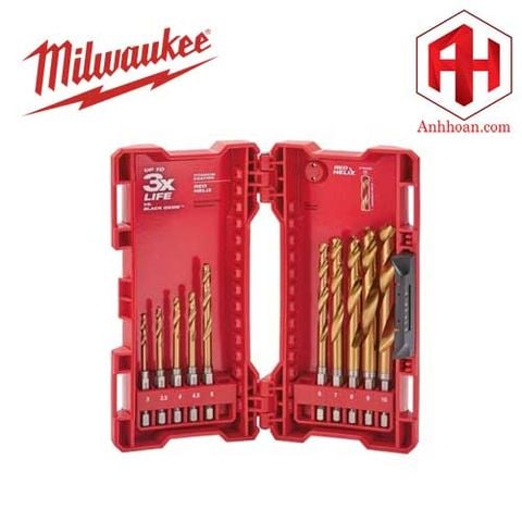 Milwaukee bộ 10 mũi khoan kim loại chuôi lục giác 48-89-4859