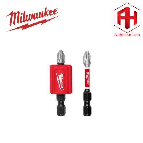 Milwaukee Bộ 3 món mũi vít Shockwave PH2 - 2inch và nam châm 48-32-4550