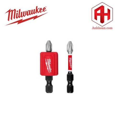 Milwaukee Bộ 3 món mũi vít Shockwave PH2 - 2inch và nam châm 48-32-4550