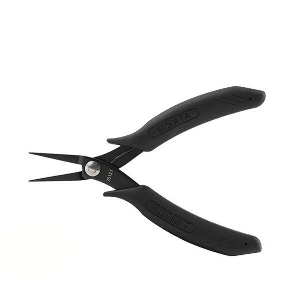 Kìm mũi phẳng gắp linh kiện điện tử 5" chống tĩnh điện SATA 75121