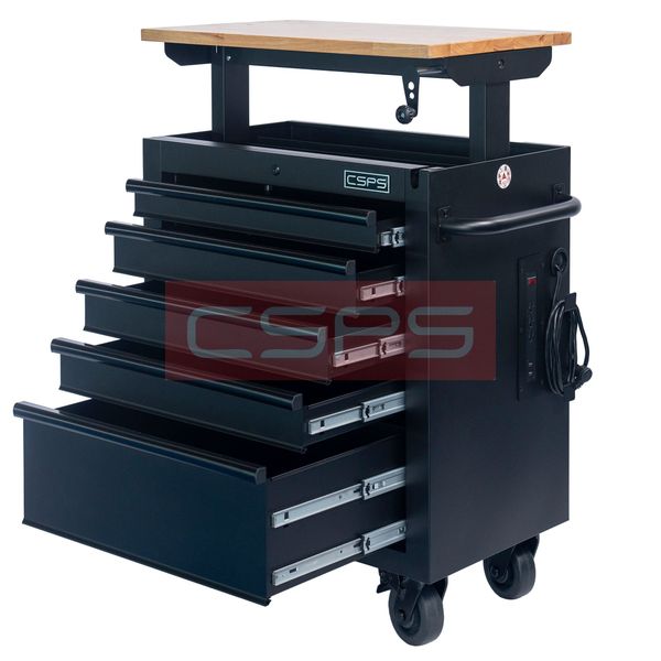 Tủ dụng cụ CSPS 76cm - 05 hộc kéo nâng hạ tay cầm đen VNLC07605BB3M