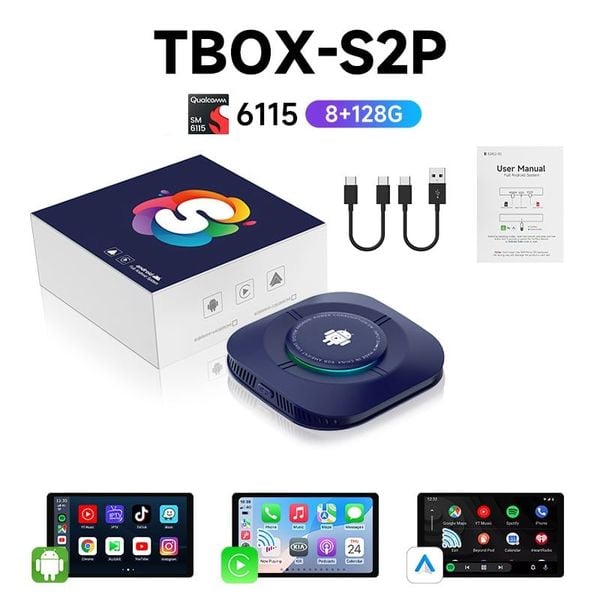 Carlinkit TBox S2P – Android Box Ô Tô | CarPlay Không Dây | Mới 2025