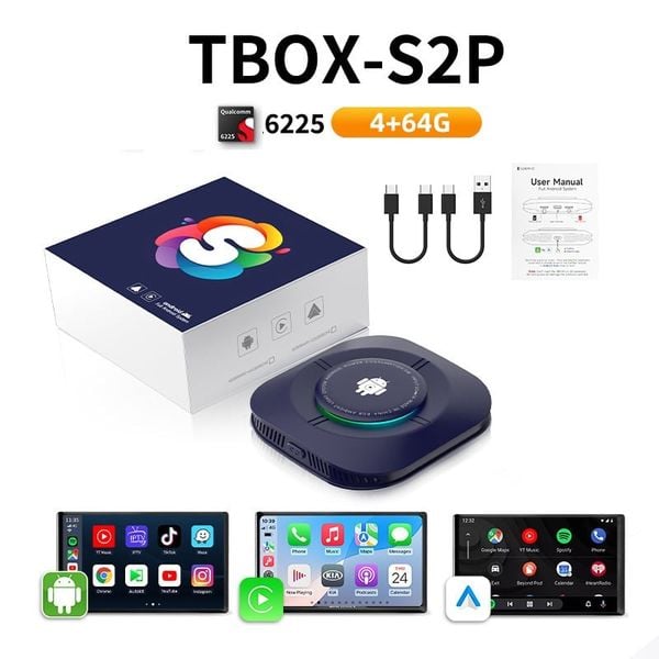 Carlinkit TBox S2P – Android Box Ô Tô | CarPlay Không Dây | Mới 2025