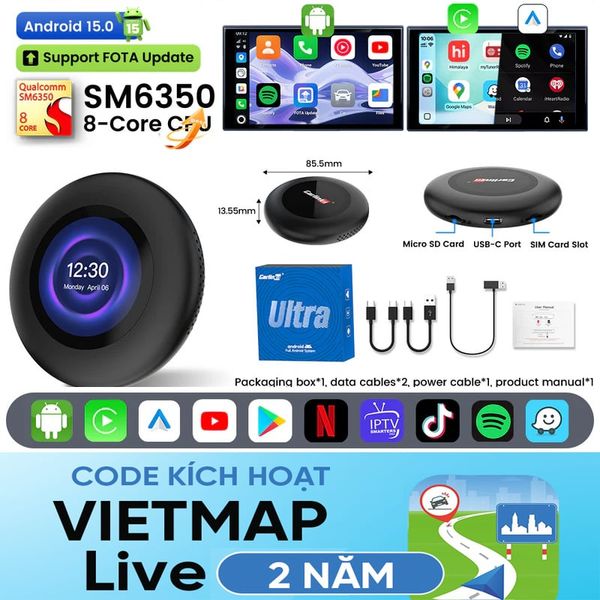 Android Box Cho Ô Tô Carlinkit Tbox Ultra 3 – Siêu Phẩm Android 15, Kết Nối 5G Đỉnh Cao - New 2026