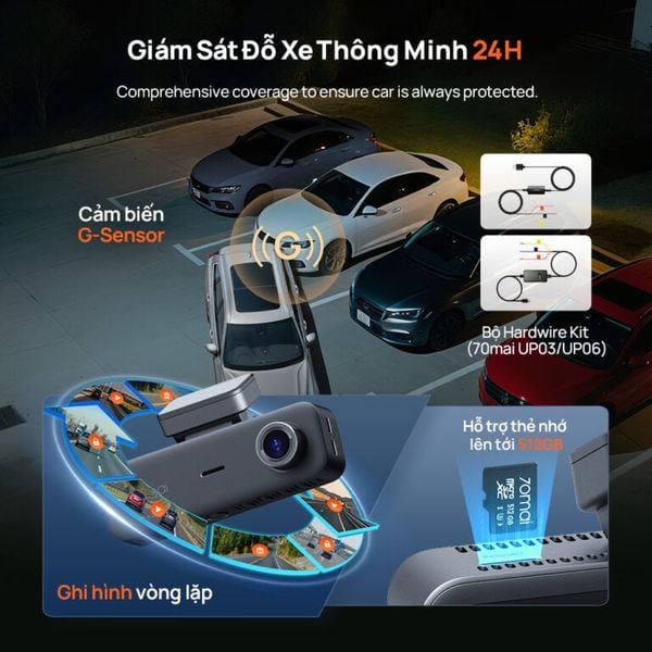 Camera Hành Trình 70mai T400 – Ghi Hình 3 Camera, 2.5K HDR, GPS, WiFi