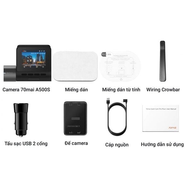 Camera Hành Trình 70mai A500S Pro Plus+ – Ghi Hình 2.7K, GPS Tích Hợp, Hỗ Trợ Camera Sau