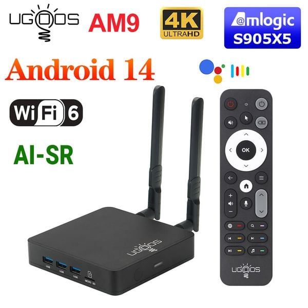 Ugoos AM9 64bit – Android TV Box cao cấp | Chip S905X5 | RAM 4GB ROM 64GB | Android 14 | Dolby Vision | WiFi 6 | New 2025
