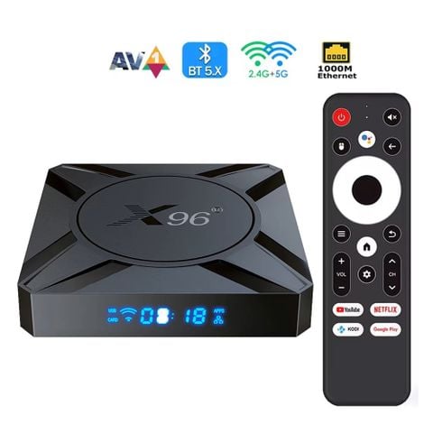 Android TV Box X96 M300 S905X5M – Android TV 14 – 4K HDR – AI-SR – LAN 1000M – WiFi 5G – RAM 4GB – ROM 32GB - New 2025