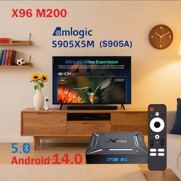 TV Box X96 M200 AI - Android 14, LAN 1000M, AI-SR Nâng Cấp Hình Ảnh New 2025