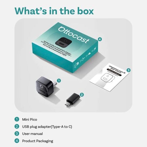 [Ottocast Mini Pico] Bộ Chuyển Đổi CarPlay & Android Auto Không Dây Siêu Nhỏ Gọn
