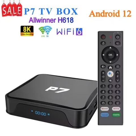 Tivi Box P7 Android TV 12 – CPU H618, Wifi 6, Bluetooth 5.0 New 2025