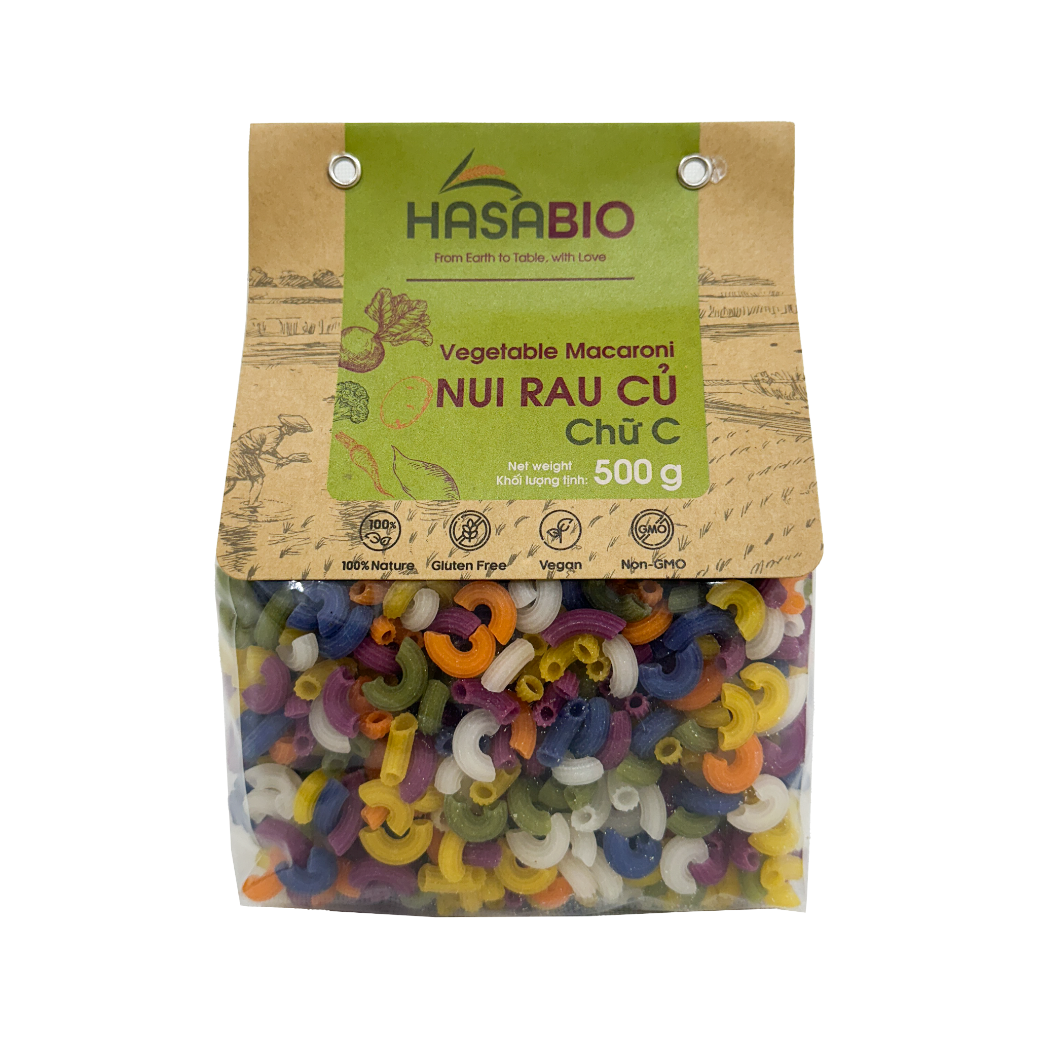 Nui rau củ chữ C HASABIO 500G