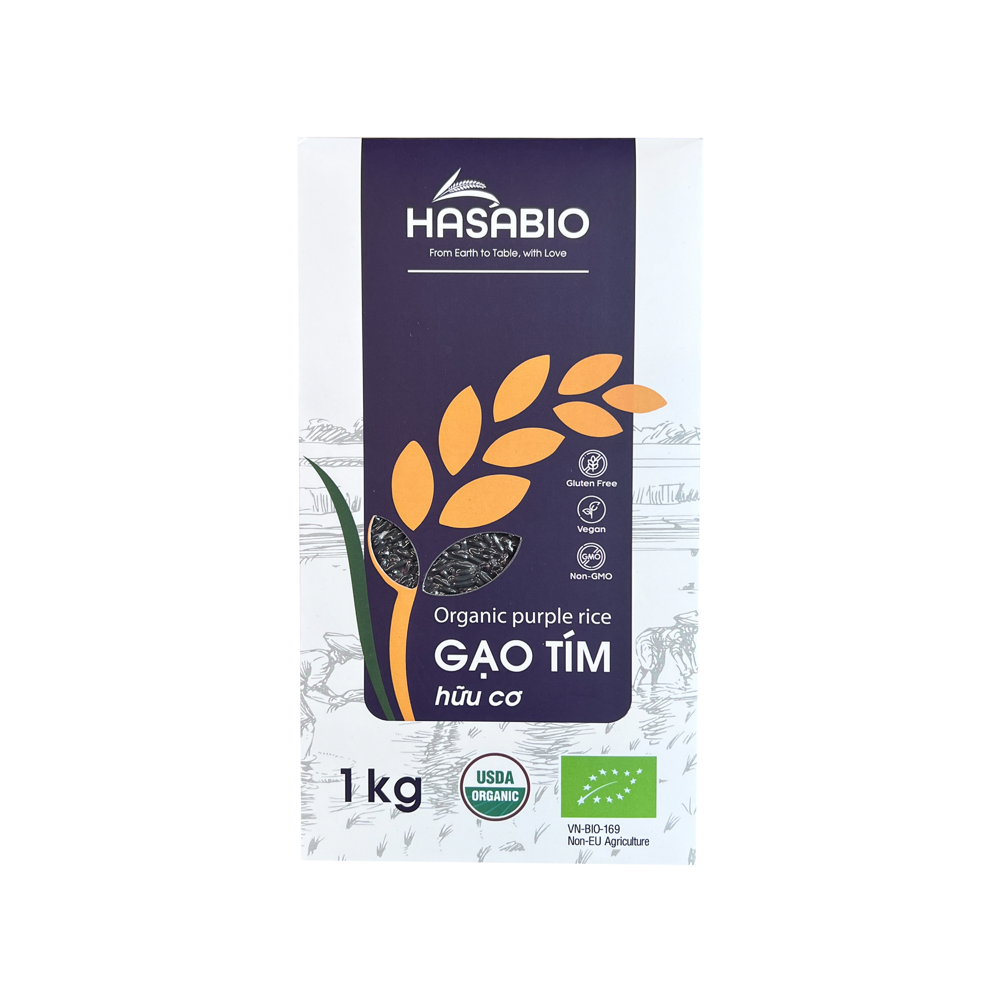 Gạo tím hữu cơ HASABIO 1kg