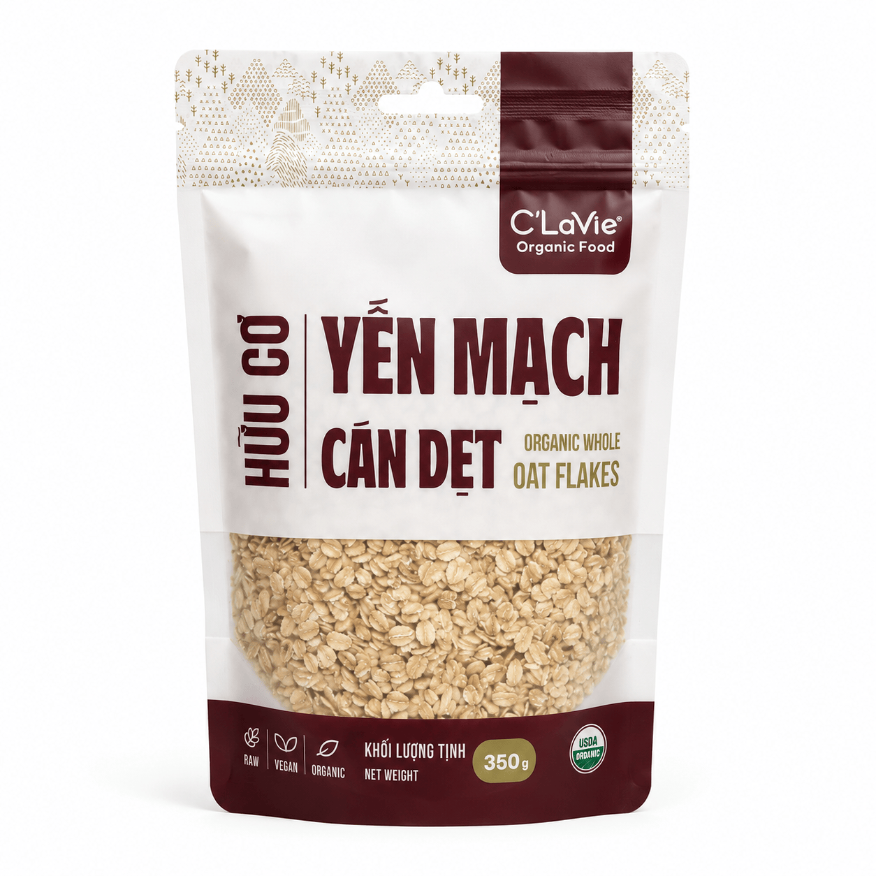Yến mạch cán dẹt hữu cơ C'LaVie 350g