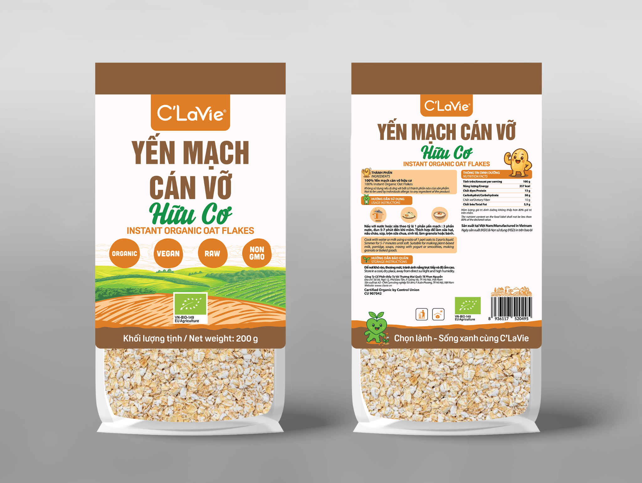 Yến mạch cán vỡ hữu cơ C’LaVie 200g