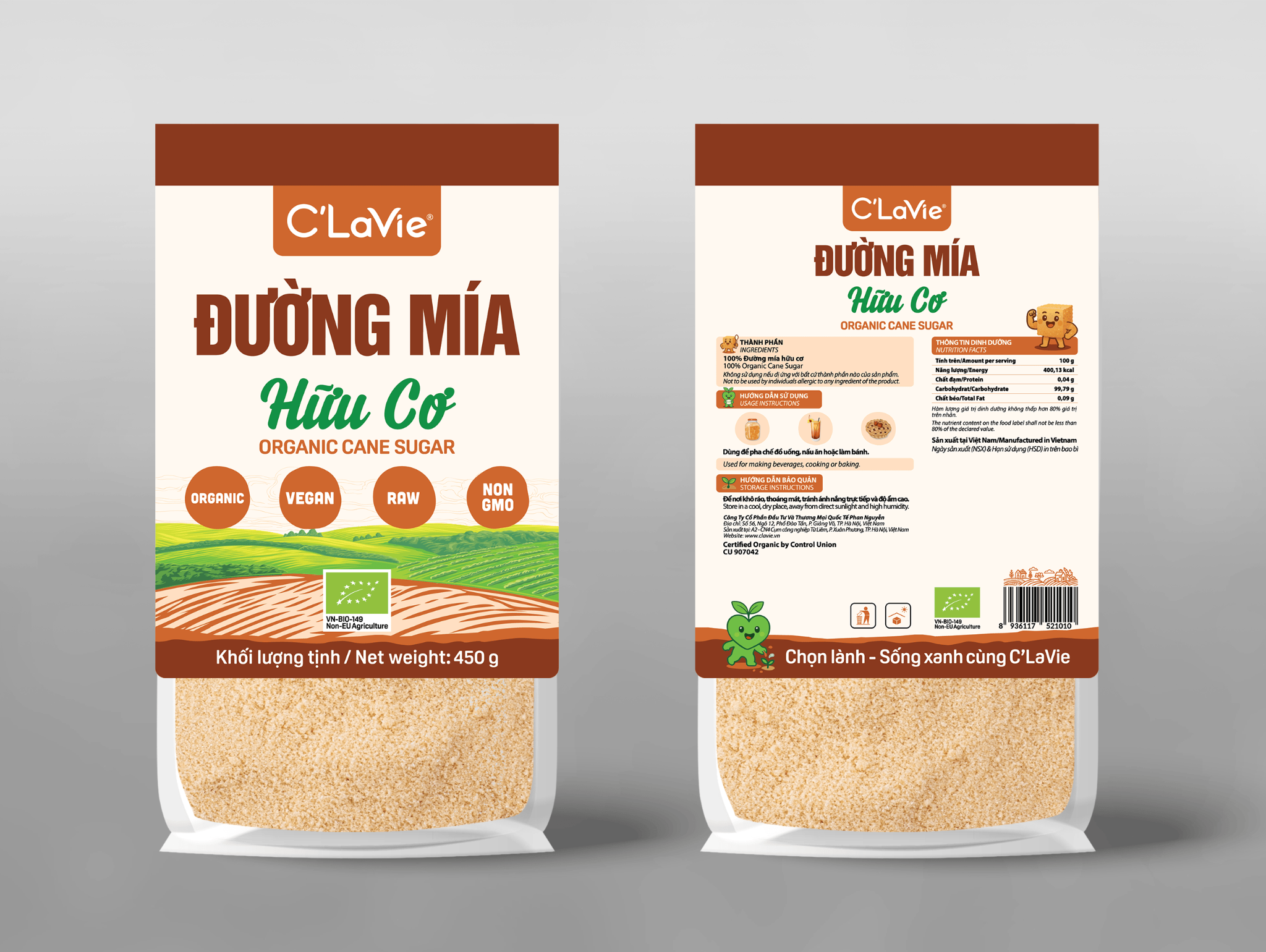 Đường mía hữu cơ C'LaVie 450g